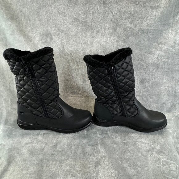 TOTES Women boots 7 Jade Black Waterproof Double Zip Snow Boots Fur Lined - Picture 11 of 16